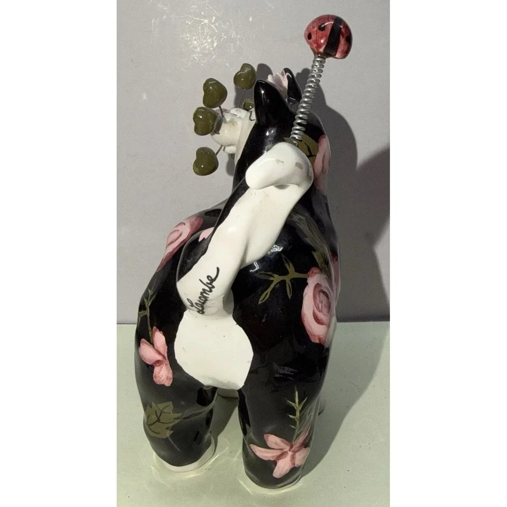 Vintage 2003 Annaco Creations Amy Lacombe Roses Kitty With Ladybug On Tail A3